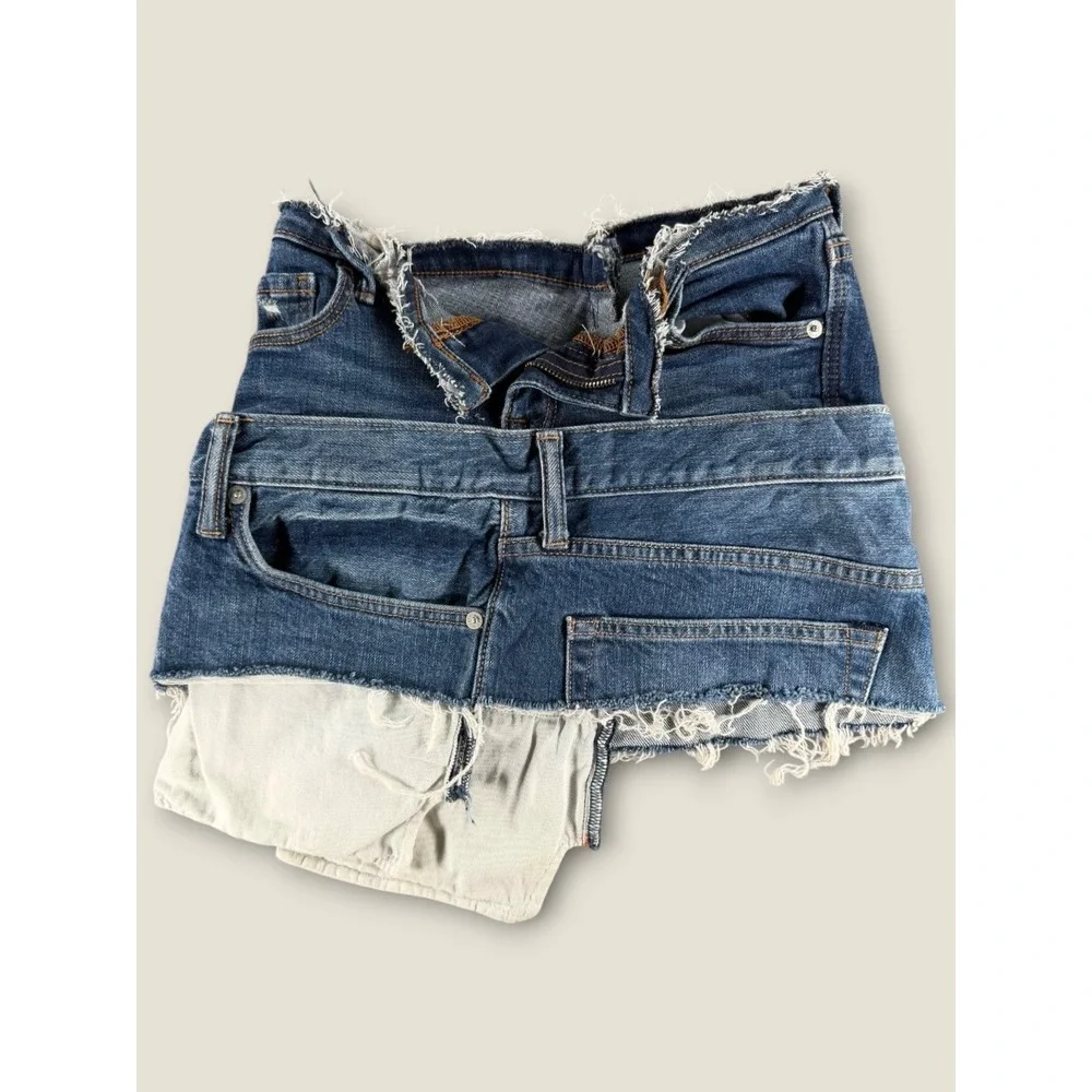 Devised Antithetical Upcycled Deconstructed Patchwork Denim Mini Skirt XS S